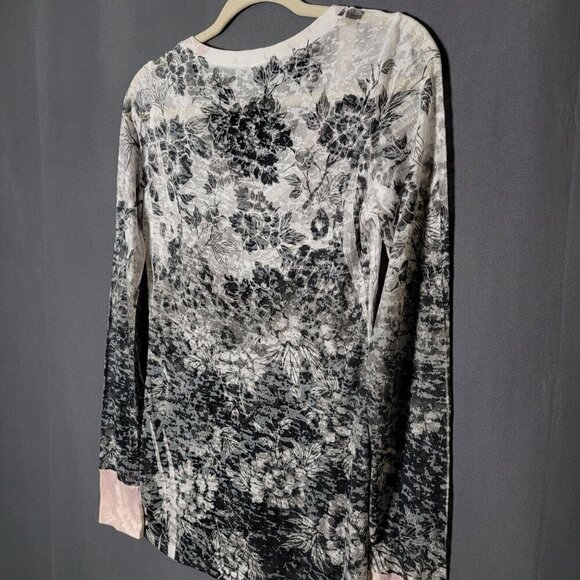 T Party Womens Y2K Floral Burnout Sheer Long Sleeve Fairy Grunge V-Neck Top M - Picture 7 of 12